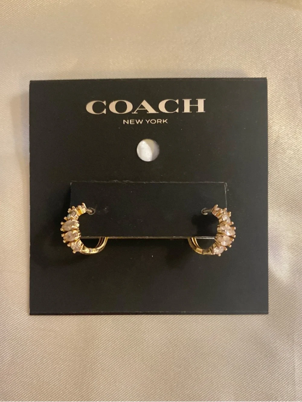Coach Small Hoop Crystal Earrings - NWT - Picture 2 of 3
